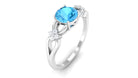 Rosec Jewels-Pure Swiss Blue Topaz and Diamond Floral Solitaire Crossover Ring