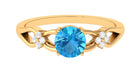 Rosec Jewels-Pure Swiss Blue Topaz and Diamond Floral Solitaire Crossover Ring