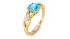 Rosec Jewels-Pure Swiss Blue Topaz and Diamond Floral Solitaire Crossover Ring