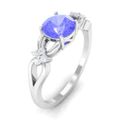 Rosec Jewels-1.75 CT Pure Tanzanite Floral and Diamond Solitaire Crossover Ring