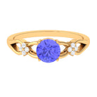 Rosec Jewels-1.75 CT Pure Tanzanite Floral and Diamond Solitaire Crossover Ring