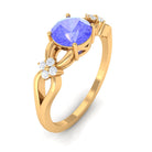 Rosec Jewels-1.75 CT Pure Tanzanite Floral and Diamond Solitaire Crossover Ring