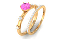 Rosec Jewels-Round Pink Sapphire and Diamond Simple Ring Set