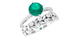 Rosec Jewels-2 CT Emerald Classic Wedding Ring Set in Gold with Moissanite