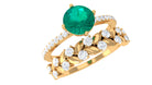 Rosec Jewels-2 CT Emerald Classic Wedding Ring Set in Gold with Moissanite