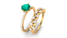 Rosec Jewels-2 CT Emerald Classic Wedding Ring Set in Gold with Moissanite