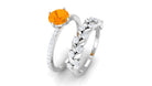 Rosec Jewels-1.75 CT Fire Opal Classic Wedding Ring Set in Gold with Moissanite