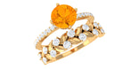 Rosec Jewels-1.75 CT Fire Opal Classic Wedding Ring Set in Gold with Moissanite