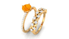 Rosec Jewels-1.75 CT Fire Opal Classic Wedding Ring Set in Gold with Moissanite