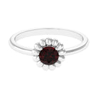 Rosec Jewels-Round Cut Solitaire Garnet Flower Ring