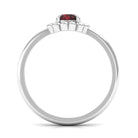 Rosec Jewels-Round Cut Solitaire Garnet Flower Ring