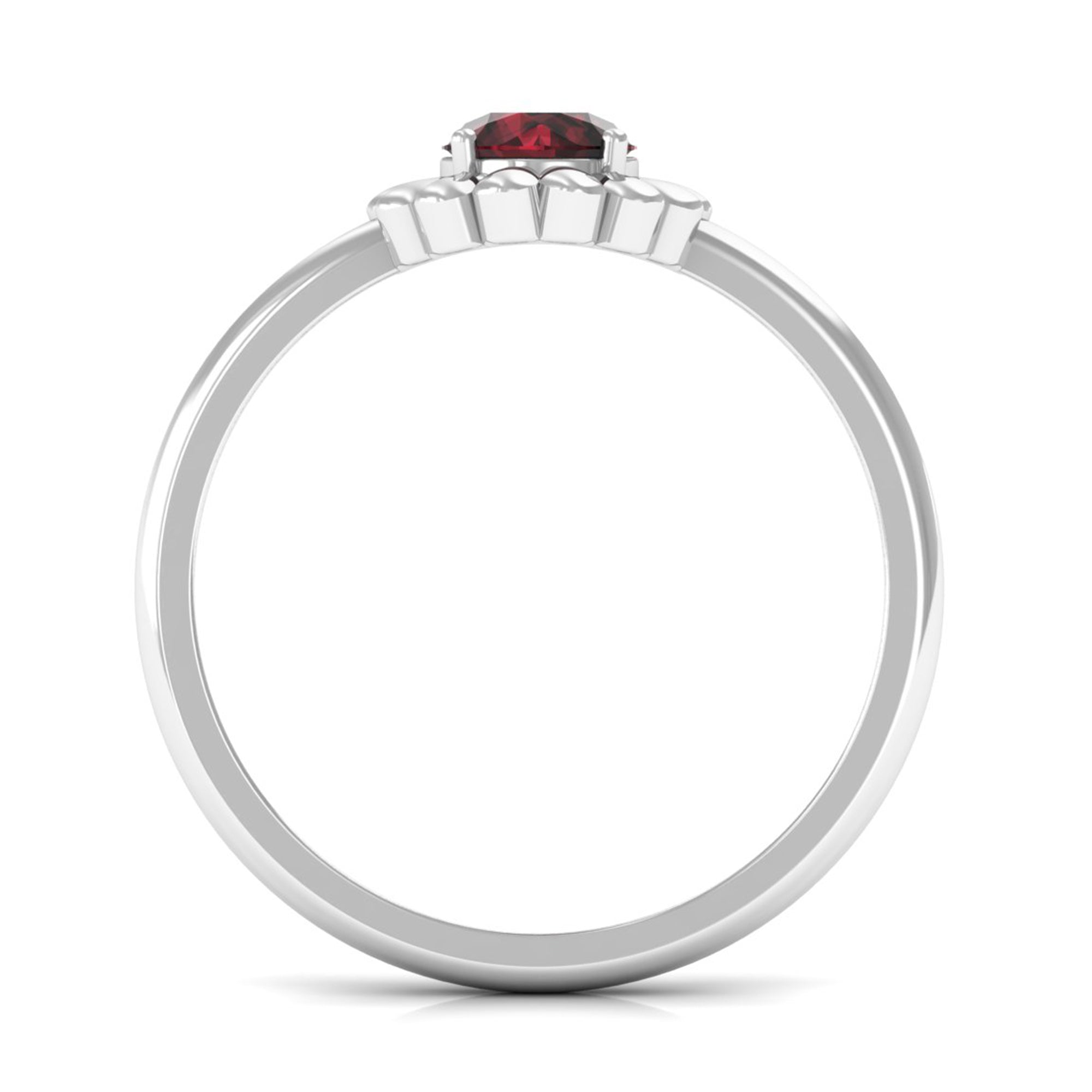 Rosec Jewels-Round Cut Solitaire Garnet Flower Ring