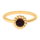 Rosec Jewels-Round Cut Solitaire Garnet Flower Ring