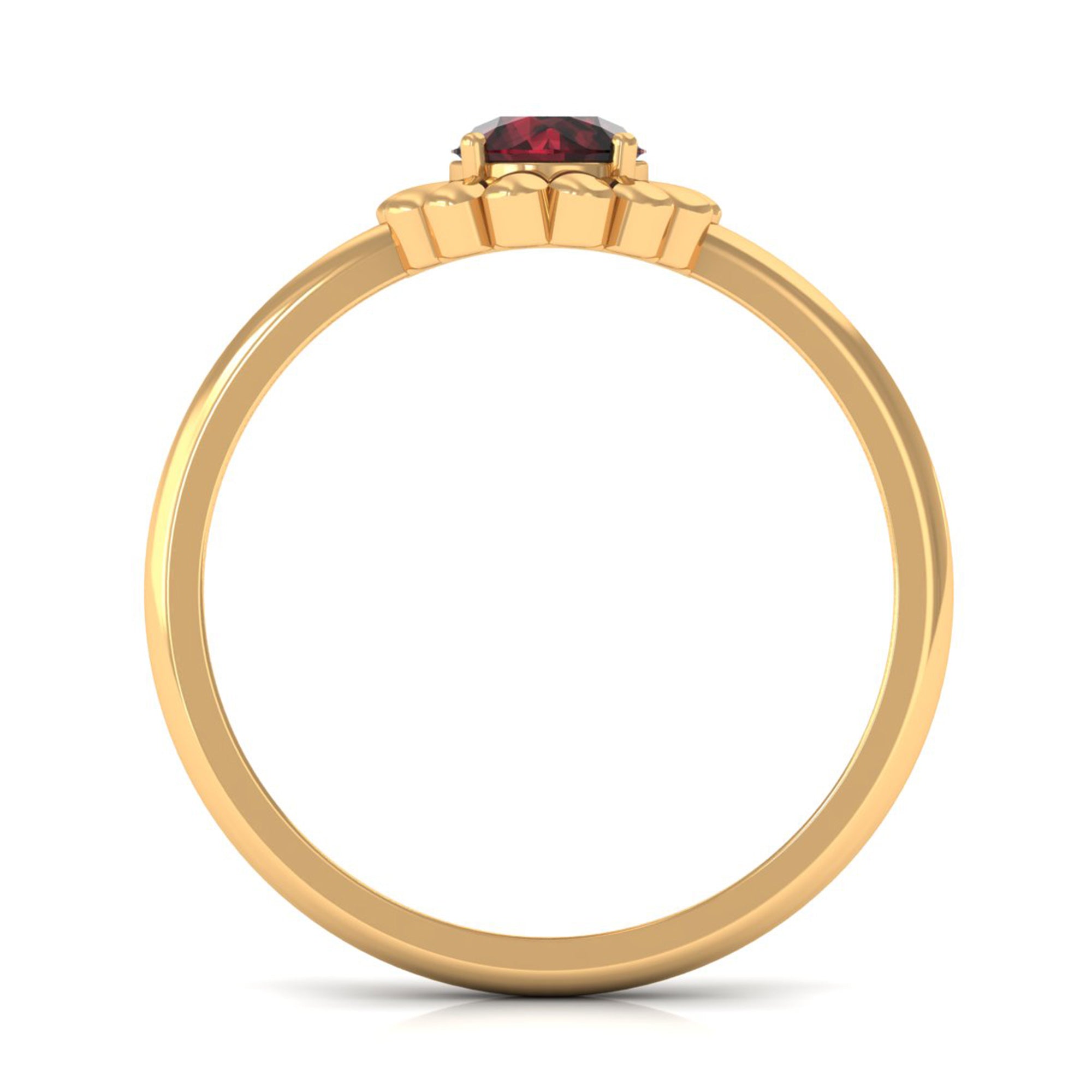 Rosec Jewels-Round Cut Solitaire Garnet Flower Ring