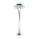 Rosec Jewels-5 MM Round Lab Created Emerald Gold Floral Solitaire Ring in Prong Setting