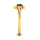 Rosec Jewels-5 MM Round Lab Created Emerald Gold Floral Solitaire Ring in Prong Setting