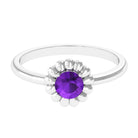 Rosec Jewels-Round Cut Solitaire Amethyst Flower Ring