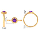 Rosec Jewels-Round Cut Solitaire Amethyst Flower Ring