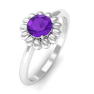 Rosec Jewels-Round Cut Solitaire Amethyst Flower Ring