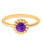 Rosec Jewels-Round Cut Solitaire Amethyst Flower Ring