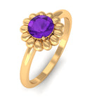 Rosec Jewels-Round Cut Solitaire Amethyst Flower Ring