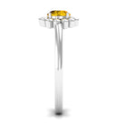 Rosec Jewels-1/2 CT Round Cut Solitaire Yellow Sapphire Gold Flower Engagement Ring