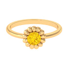 Rosec Jewels-1/2 CT Round Cut Solitaire Yellow Sapphire Gold Flower Engagement Ring