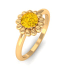 Rosec Jewels-1/2 CT Round Cut Solitaire Yellow Sapphire Gold Flower Engagement Ring