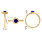 Rosec Jewels-5 MM Round Lab Created Blue Sapphire Gold Floral Solitaire Ring in Prong Setting