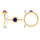 Rosec Jewels-5 MM Round Lab Created Blue Sapphire Gold Floral Solitaire Ring in Prong Setting