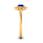 Rosec Jewels-5 MM Round Lab Created Blue Sapphire Gold Floral Solitaire Ring in Prong Setting