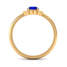 Rosec Jewels-5 MM Round Lab Created Blue Sapphire Gold Floral Solitaire Ring in Prong Setting