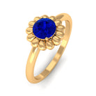 Rosec Jewels-5 MM Round Lab Created Blue Sapphire Gold Floral Solitaire Ring in Prong Setting