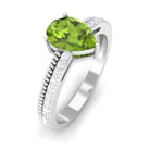 Rosec Jewels-Solitaire Peridot and Diamond Ring with Twisted Rope