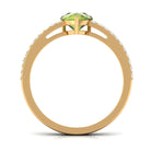 Rosec Jewels-Solitaire Peridot and Diamond Ring with Twisted Rope