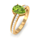 Rosec Jewels-Solitaire Peridot and Diamond Ring with Twisted Rope