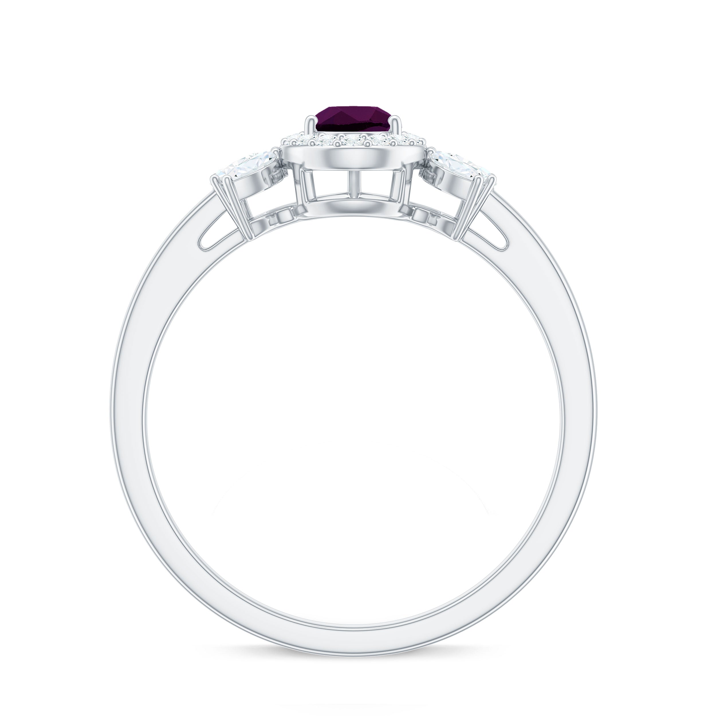 Rosec Jewels-1.25 CT Pear Cut Rhodolite Engagement Ring with Diamond Halo