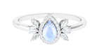 Rosec Jewels-1.25 CT Pear Shape Moonstone Engagement Ring with Diamond Accent