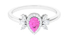 Rosec Jewels-1 CT Pear Shape Pink Sapphire Engagement Ring with Diamond Accent