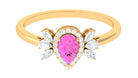 Rosec Jewels-1 CT Pear Shape Pink Sapphire Engagement Ring with Diamond Accent