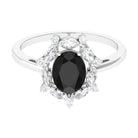 Rosec Jewels-Oval Created Black Diamond and Moissanite Halo Engagement Ring Set