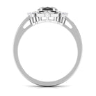 Rosec Jewels-Oval Created Black Diamond and Moissanite Halo Engagement Ring Set