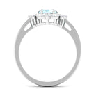 Rosec Jewels-Oval Sky Blue Topaz Designer Halo Engagement Ring with Moissanite