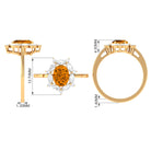 Rosec Jewels-1.75 CT Oval Citrine Designer Halo Engagement Ring with Moissanite