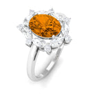 Rosec Jewels-1.75 CT Oval Citrine Designer Halo Engagement Ring with Moissanite