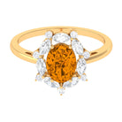 Rosec Jewels-1.75 CT Oval Citrine Designer Halo Engagement Ring with Moissanite