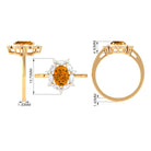 Rosec Jewels-1.75 CT Oval Citrine Designer Halo Engagement Ring with Moissanite