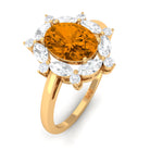 Rosec Jewels-1.75 CT Oval Citrine Designer Halo Engagement Ring with Moissanite