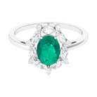 Rosec Jewels-2 CT Oval Emerald Designer Halo Engagement Ring with Moissanite