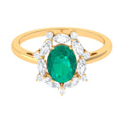 Rosec Jewels-2 CT Oval Emerald Designer Halo Engagement Ring with Moissanite